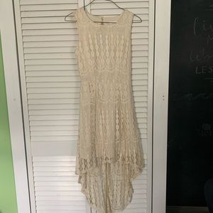 Cream lace high low dress